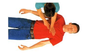 Count aloud as you compress 30 times at the rate of at least 100/minute. Finish the cycle by giving the victim 2 breaths.