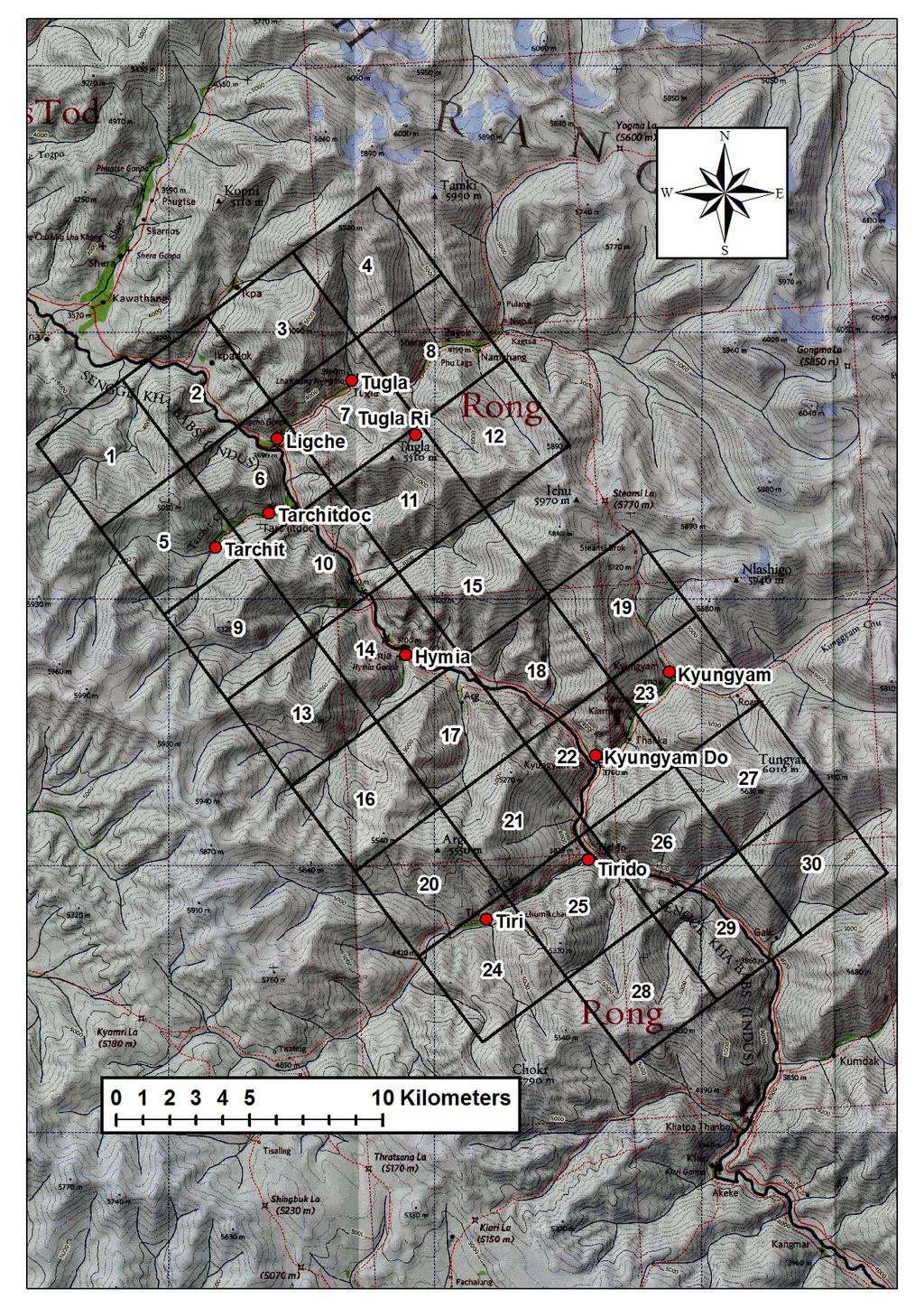 Figure 1: Map of Survey Area Three models of camera traps were used during the study, with all models being dispersed across the survey grid-cells. i.