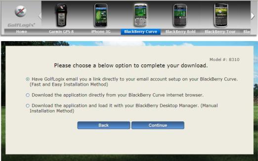 Visit our website at www.golfgps.com and select BlackBerry Curve at the top of the home page.