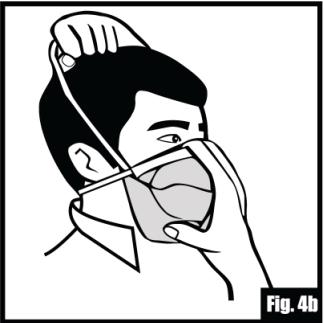 Tabs on side of respirator may be used to further adjust facepiece for a comfortable fit as necessary.