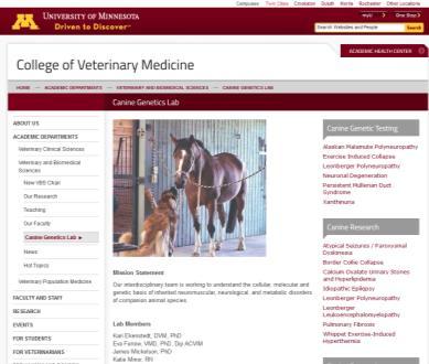 com UMN Canine Genetics Laboratory Website http://z.umn.