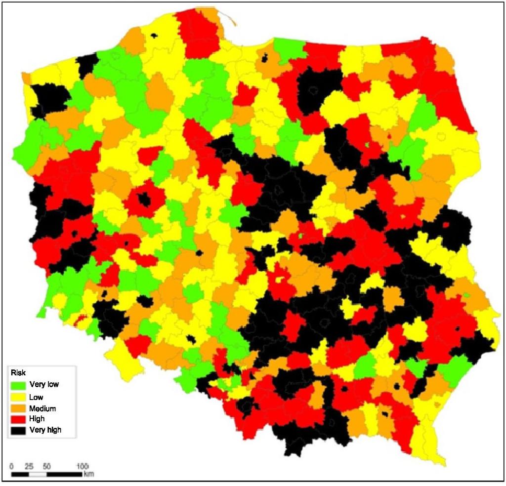 Jamroz, Kiec, Kustra Figure Maps of societal risk measured with serious injury pedestrian crashes per 0,000 residents for poviats, 0 0 Method for Testing the Effectiveness Operational (Local) Level