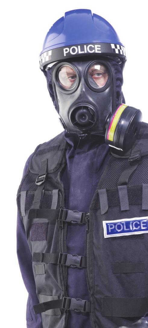 ER1 (3) HELMETS FOR CBRN AND EMERGENCY RESCUE OPERATIONS The current UK Police CBRN protective clothing and equipment kit, consists of hooded inner and outer protective suits, gloves, overboots,