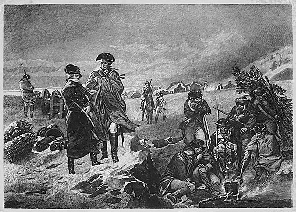 Despite improved morale from their recent victories, the Continental Army still faced hardships at Valley Forge, Pennsylvania, during