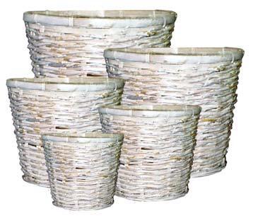 Pot Baskets 2012 Pg. 3 FAX RATTAN WHITE WASH POT BASKET W/LINER FRP06WW 6" 1.59-60 1.79-24 1.