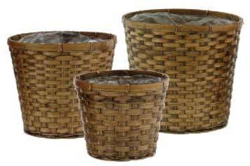 19 Ea "Brown Stain Bamboo Pot Basket 24/Cs Sewn