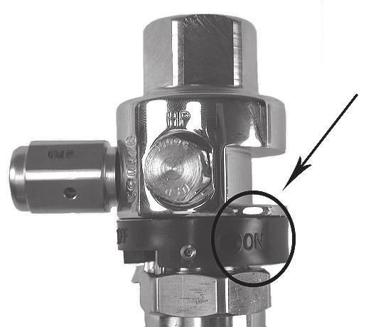 13 5. While holding the first-stage and fill adapter secure, turn the cylinder counter-clockwise until a single click is felt and the ON- OFF indicator pin can be sighted through the small aperture