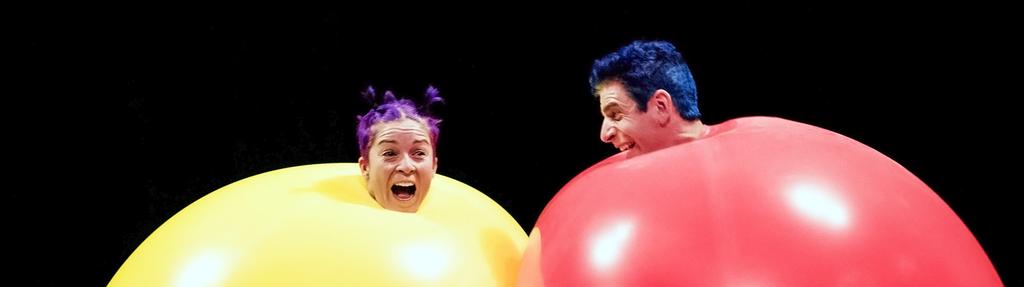 The man and woman who perform in Air Play are named Seth Bloom and Christina Gelsone. They are called the Acrobuffos!