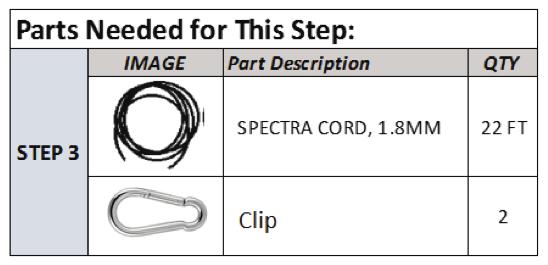 STEP 3: INSTALLING SPECTRA CORD & CONNECTING STEERING Help from a friend may be needed on this step for longer kayaks A bowline knot is recommended for attaching the Spectra cord to the
