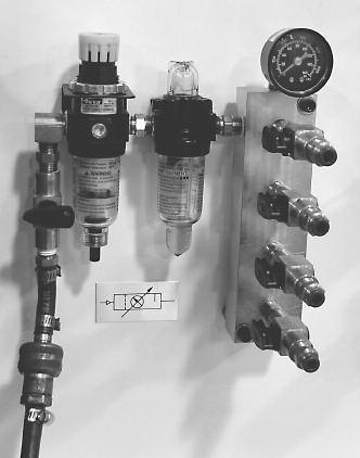 FIGURE 32 Combination units of filter, regulator, and lubricator are common and may be bought as a complete assembly.
