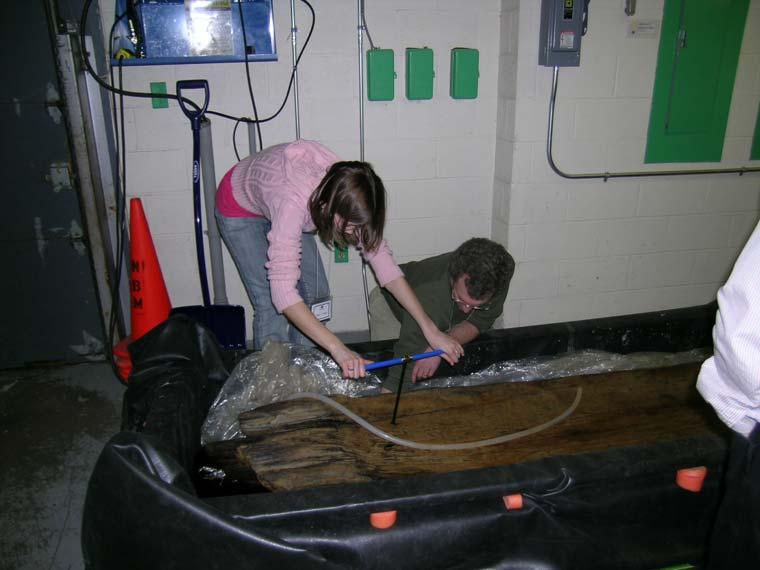 Figure 1- Sampling the canoe at the