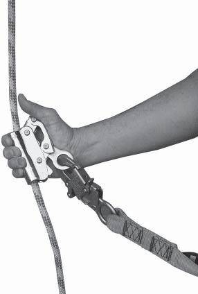 slid up the rope as much as an arm s length. It should immediately be released to lock the rope grab onto the rope.