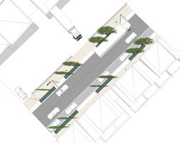 Tree planting reinforces the ring road hierarchy and provides shade for pedestrians and cyclists. Cater for large vehicles, including B-Double trucks.