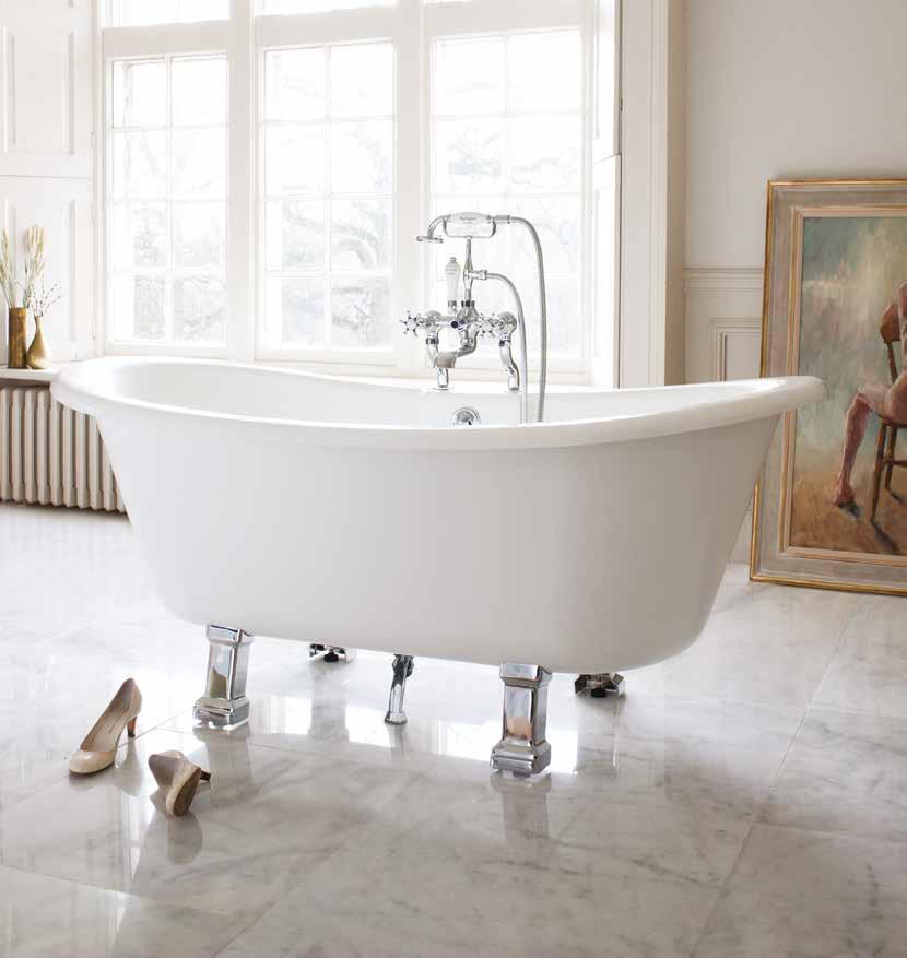 Being double-ended with gradually sloping sides it allows for luxurious bathing. Windsor baths are available in 150cm and 170cm. For feet options see page 130.