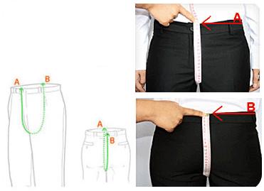 Crotch length Hold the tape at the center back of your waist (A).