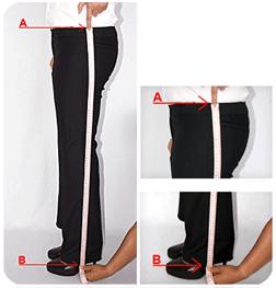 INCHES Pant's length Measure from the waist (where you would