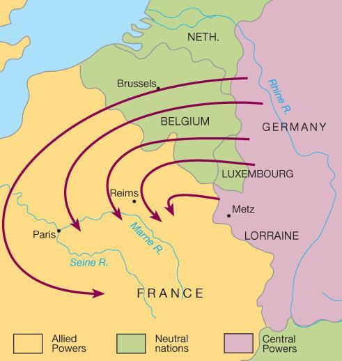 The Schlieffen Plan General Alfred Graf von Schlieffen of Germany 1905: Devised a strategy that would be able to counter a joint attack (war on two fronts) 1.