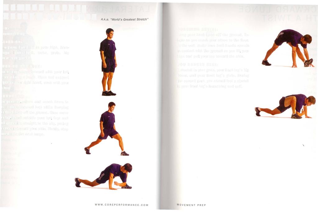 ORWARD LUNGE/ OREAR M- TO-I N STEP IT: vement Prep.,JECTIVE: improve flexibility in your hips, hamings, lower back, torso, groin, hip <ors, and quads.