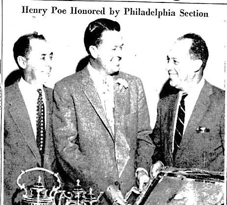 Reading Eagle Friday, November 2, 1956 Henry Poe (center), for 16 years professional at the Reading Country Club, is shown here with gifts he received last night at a