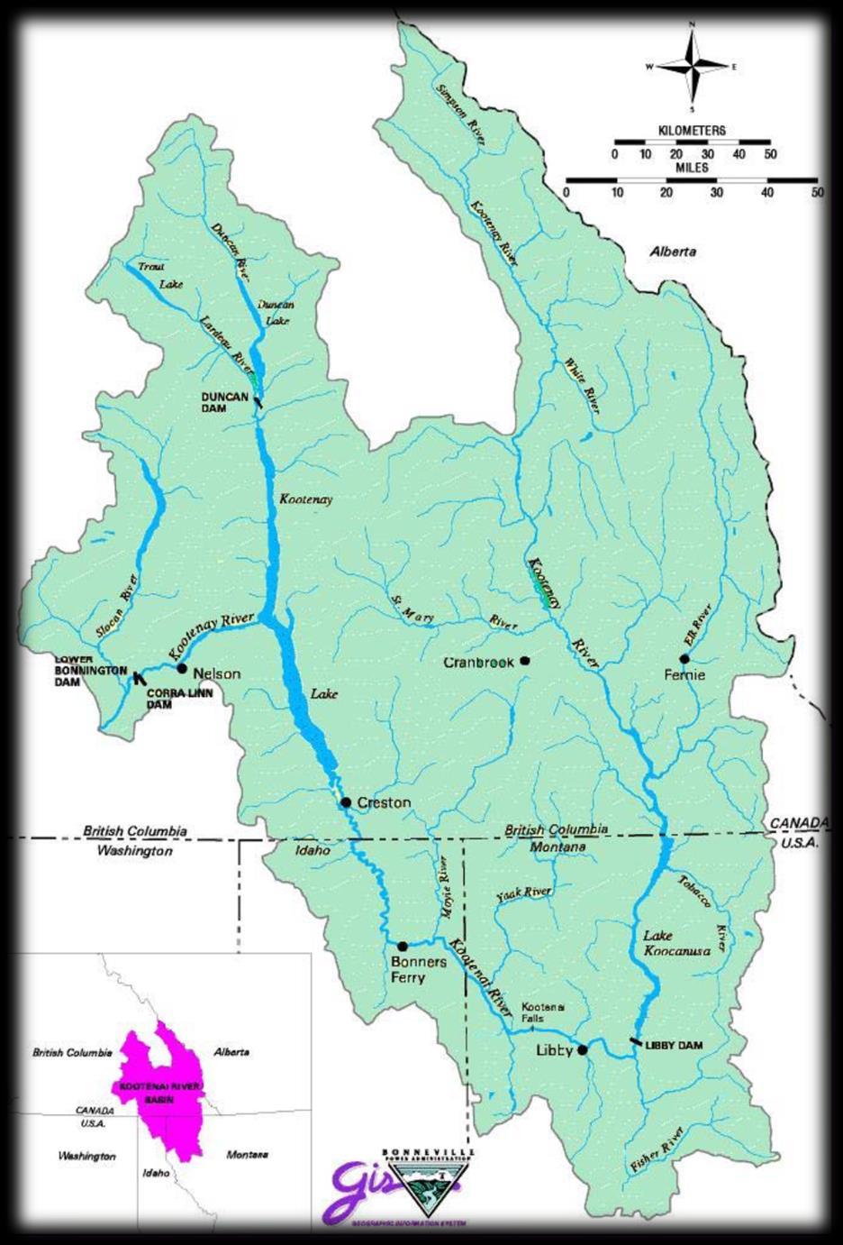 Kootenai River Subbasin Ktunaxa Nation Territory 9 million acres (19,420 square miles) 485