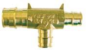 Uponor AquaSAFE Fire Sprinkler Systems ProPEX LF Brass and Brass Reducing Tees make diverting connections for Uponor AquaPEX tubing. Branch size is listed last in the part description.