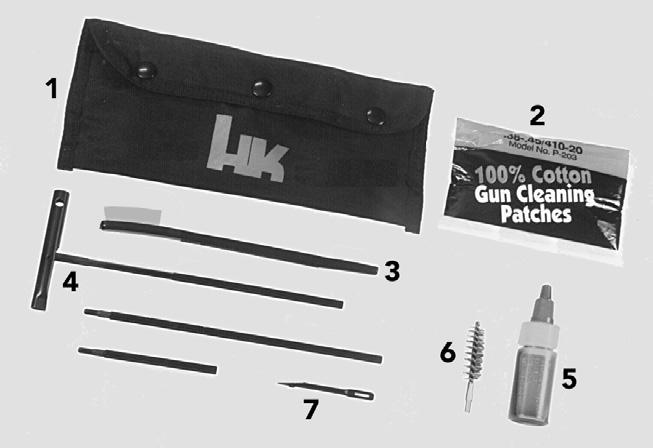 14 Sling Cleaning Kit - The cleaning kit includes: 1. Transport case 5. Oil bottle 2.