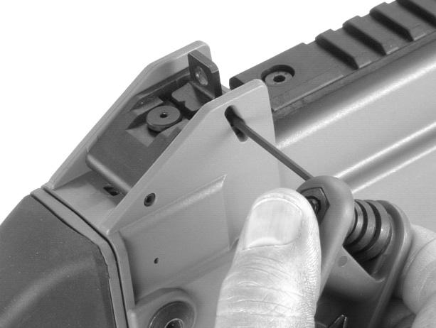To raise the weapon s point of impact, turn the elevation adjustment screw counterclockwise. NOTE: 1 revolution of the elevation adjustment screw changes the point of impact by 4.5 centimeters (1.