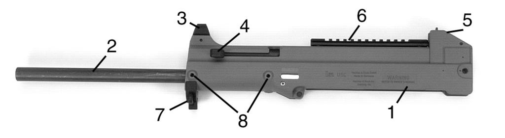 DESCRIPTION OF ASSEMBLY GROUPS Assembly Group 1 - Upper receiver with barrel The upper receiver is produced using fiber-reinforced plastics and houses other subassemblies.