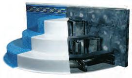 Thermoplastic 6' Swim N Lounge White Fiberglass / Acrylic Steps Kafko s Roman End step with double seat and recessed areas for spa jets, add beauty and appeal to any pool.