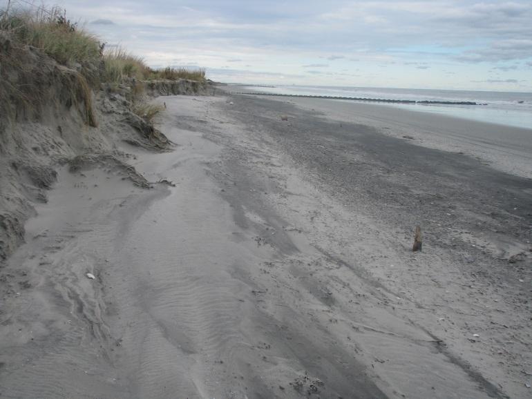 When Sandy struck the coast, the narrower beach width and lower berm elevations provided less storm protection for the dune system, in this region.