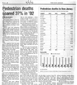 Goal 6 - Pedestrian Fatalities and Bicycle Injuries 1. To reduce the percentage of pedestrian fatalities from 17 percent in 2001 to 16 percent in 2003.