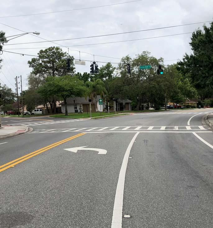 CRYSTAL BOWL CIR SIGNALIZED Recommended Upgrades Casselberry Styled Decorative Fluted Mast Arms One Arm per Pole ADA Accessible Pedestrian Actuation Push Buttons at each crosswalk.