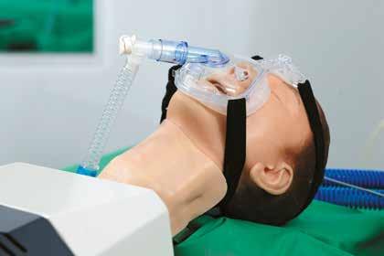The head allows realistic mask ventilation, placement of laryngeal airways and endotracheal intubation. Noninvasive ventilation is also possible, as various NIV masks fit perfectly to this head.