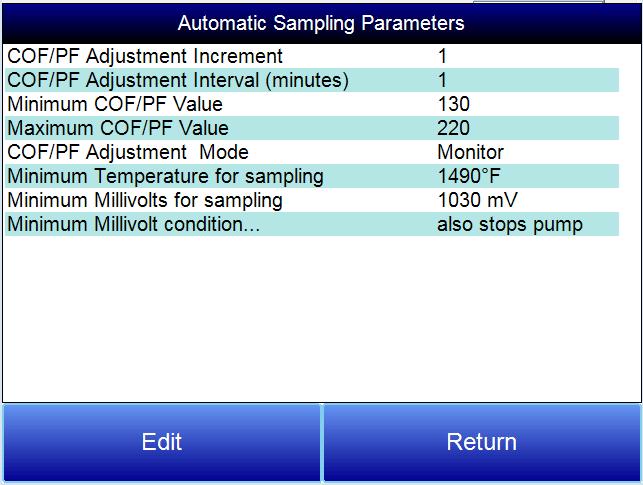COF/PF Adjustment Increment When adjustments are made automatically, this value indicates the size of the step that is made when the COF/PF is changed.