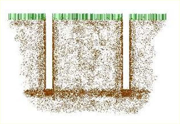 Cultivation pan Repeated light duty aeration creates a cultivation pan that