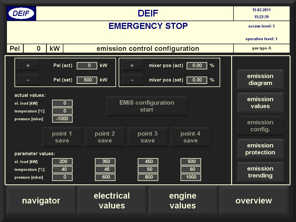 5. Emission control Settings for emission optimisation, p/t method Using the p/t method, the emissions can be optimised.
