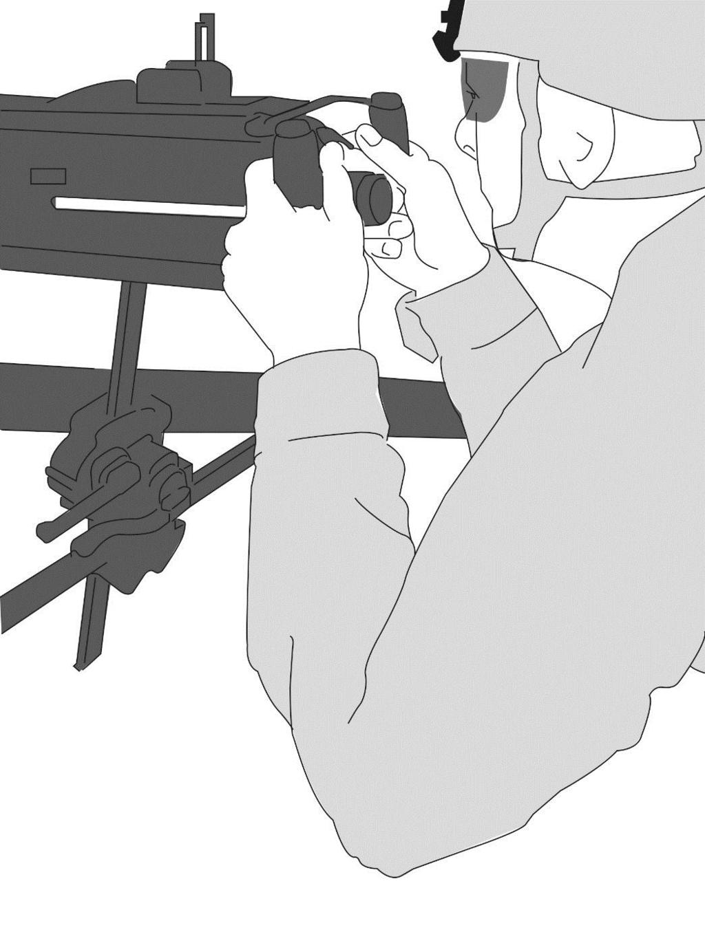 Chapter 6 Figure 6-4. Prone position firing two handed Firing Hand 6-8. Proper placement of the firing hand will aid in trigger control, recoil management, and stability.
