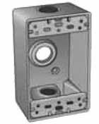 WEATHERPROOF BOXES AND COVERS 1- Gang Boxes Depth : 2 Length : 4 9 /16 Width : 2 13 /16 Die Cast Aluminum Lugs,