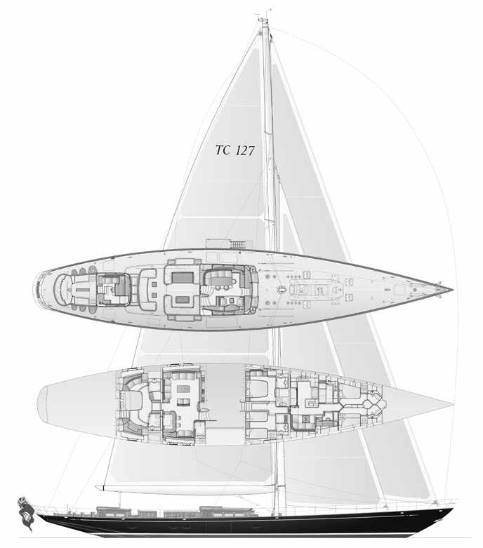 <#x#> SPECS Atalante Claasen Shipyards Give-away: modern carbon rigging and latest 3Di sail technology mark her as a new build Access: easy movement between single helm station and rear cockpit