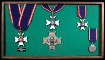 Five single medals, display mounted on board using double side tape, extremely fine.