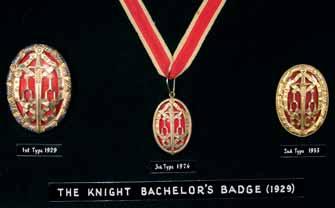 $800 4726* Knight Bachelor's Badge, set of three, type 1 large breast badge (1929), type 2 small breast badge (1933), type 3 neck