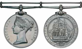 No ribbon, very fine. $120 4860* Royal Naval Long Service and Good Conduct Medal, (1831 issue, 34mm) with replacement ribbon suspension ring.