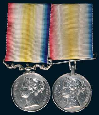 Original very faded ribbons well worn and edge bump at 5 o'clock on obverse of both medals, otherwise very fine.