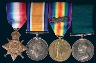 4915* Group of Four: 1914-15 Star; British War Medal 1914-18; Victory Medal 1914-19 with MID; Volunteer Long Service and Good Conduct Medal (GVR). Lieut. S.L.E. Skeen, A.S.C. on first medal, Capt. S.L.E. Skeen on second and third medals, Tpr.