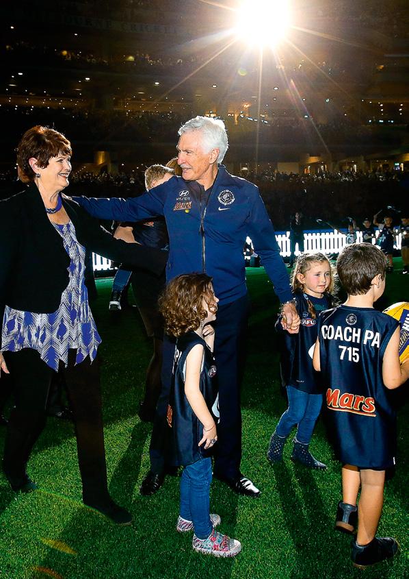 34 CEO S REPORT 35 PROUD ACHIEVEMENT Michael Malthouse, his wife Nanette and their grandchildren share the joy of the veteran coach breaking the all-time coaching record in 2015.