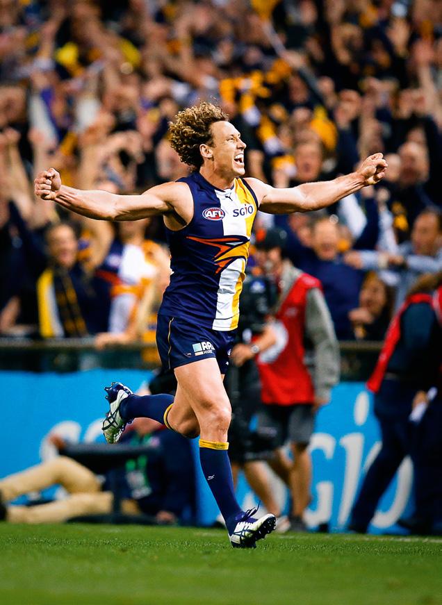 40 CEO S REPORT 41 TRAVELLING TO THE TOP Matt Priddis celebrates as the West Coast Eagles win through to the 2015 Toyota AFL Grand Final.