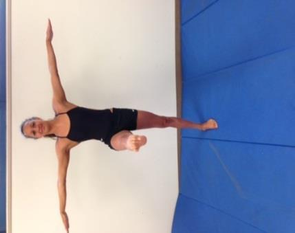 TEST 7: BALANCE STRAIGHT LEG (Draw) Starting Position: Standing position with both feet on the ground, arms extended to the side, parallel to the ground and in line with shoulders, palms down.