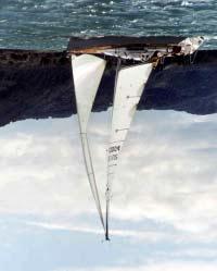 Downwind the yacht can, in favourable conditions, attain speeds in excess of 10