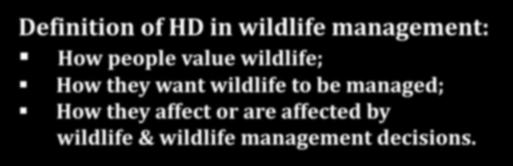 Human Dimensions in Waterfowl Management HD relatively new field in