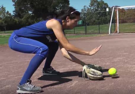 Securing the Ball Think of fielding as if a triangle in front of you but the tip/apex of the triangle is more glove side, i.e. field ball on glove hand side Secure the ball with your glove out front and throwing hand alligatoring the ball (i.